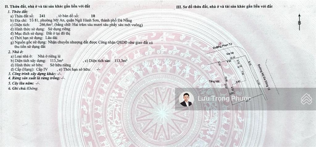Cần bán lô góc 2 mặt tiền đường phan tứ và mỹ đa đông 12, sẵn gpxd khách sạn 17 tầng