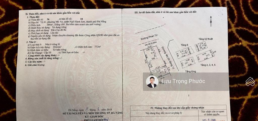 Cần bán lô góc 2 mặt tiền đường phan tứ và mỹ đa đông 12, sẵn gpxd khách sạn 17 tầng