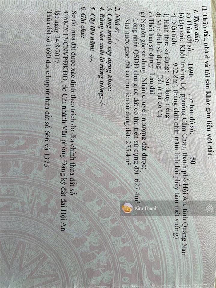 Bán nhà mặt tiền lý thái tổ hội an 904m² giá 79 tỷ view lúa phía sau hiếm có