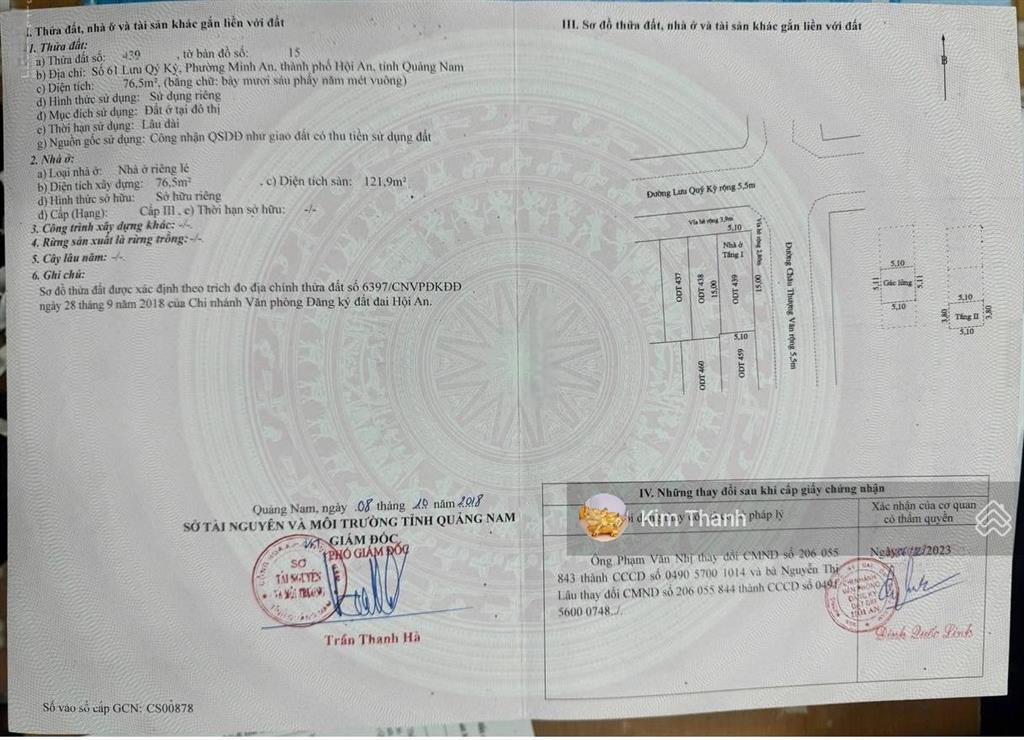 Bán nhà mặt tiền đường lưu quý kỳ, phố cổ hội an, lô góc 2 mặt tiền, 76,5m2, chỉ 11.5 tỷ