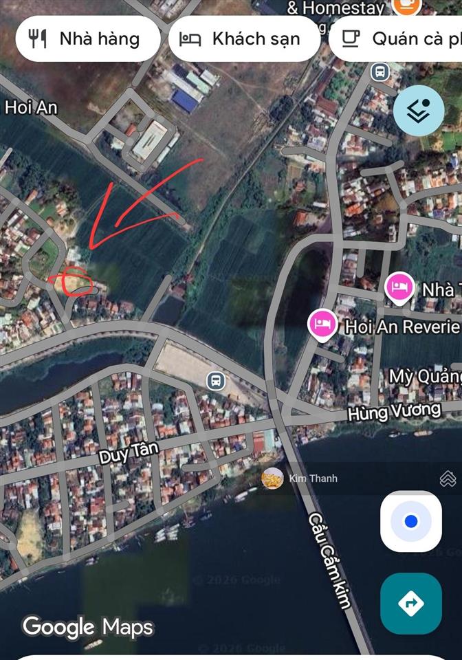 Bán lô 1.792m2 đất mặt tiền hùng vương hội an, view sông thu bồn, giá đầu tư
