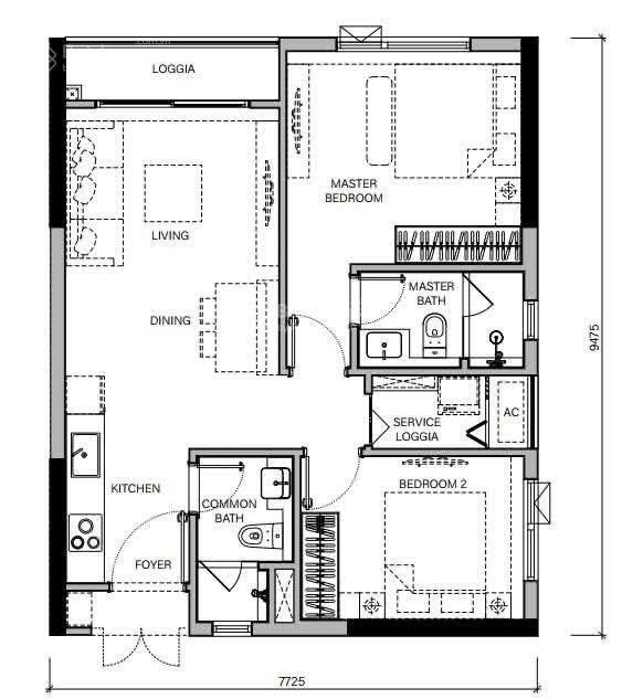 Bán căn hộ 2pn, 2wc, 64,3m2 tại chung cư the senique hanoi, giá ưu đãi 4,5 tỷ