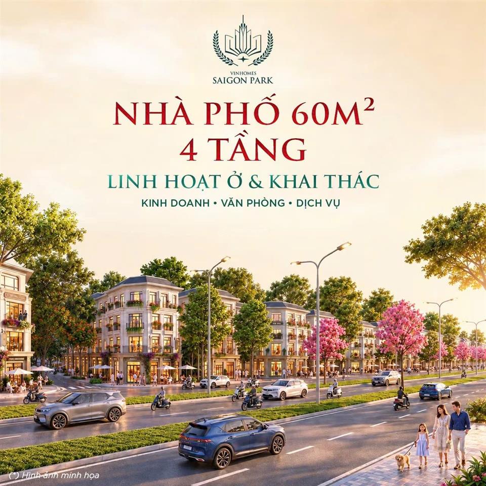 Bán nhà phố 60m 4,4 tỷ all in vinhomes saigon park, trục thông công viên giá tốt
