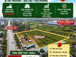 Siêu phẩm mặt đường 301 cơ hội đầu tư hiếm có tại an lão, hải phòng tổng diện tích 1900m2 giá 22tỷ