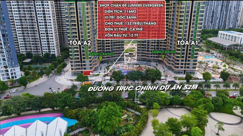 Bán shop 115m2. cho thuê 133tr, bán 35 tỷ