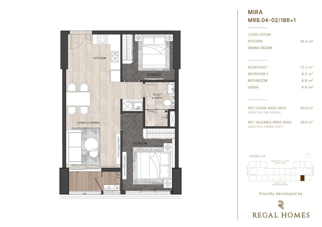 Căn 1pn+ view sông, view biển dễ thanh khoản, lợi nhuận tốt nên đầu tư tại regal complex