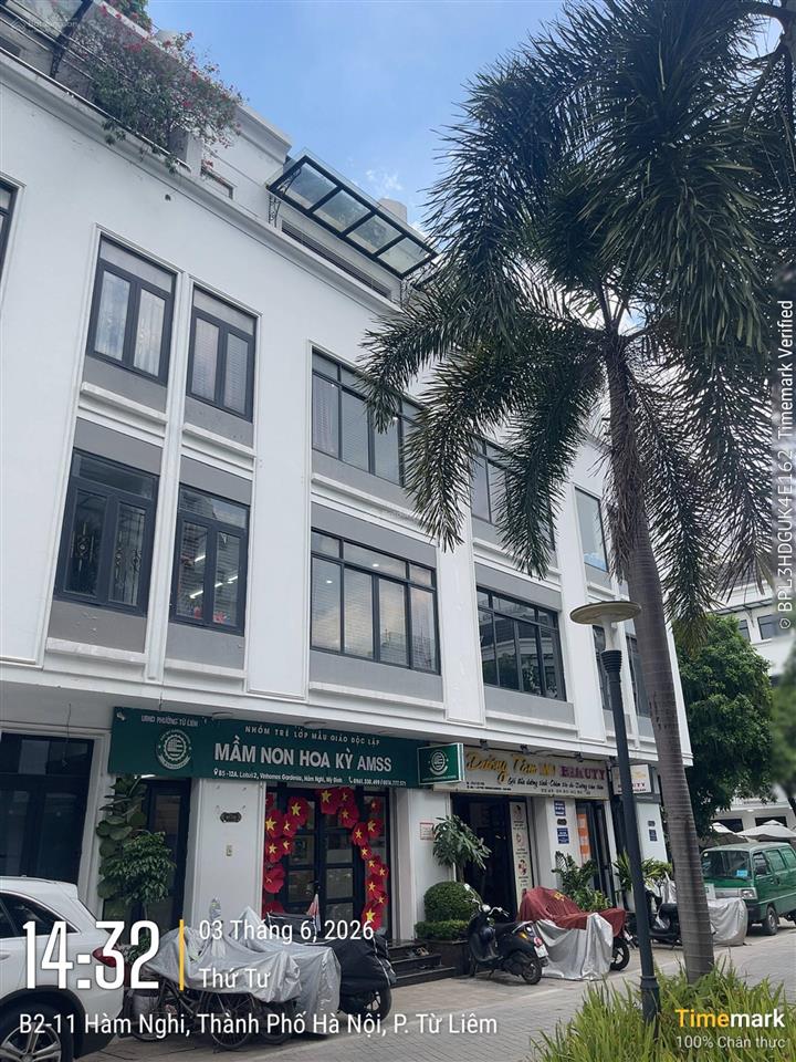 Cho thuê vinhomes hàm nghi. dt 95m2 * 5 tầng. mt 6m. chia phòng, thang máy, nhà đẹp. 50 tr/th