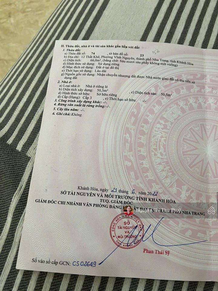 Bán nhà ngang 5,5m thất khê, tô hiệu, nha trang  6tỷ050