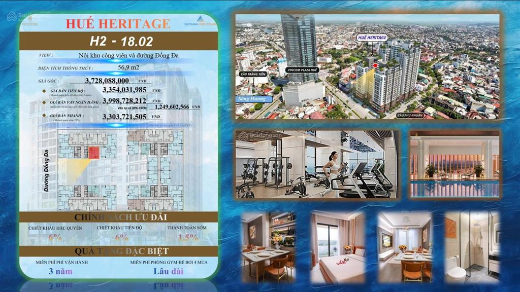 Căn 2 ngủ hot nhất huế heritage tầng penthouse gái chỉ 3,x tỷ thanh toán tiến độ ký với cdt
