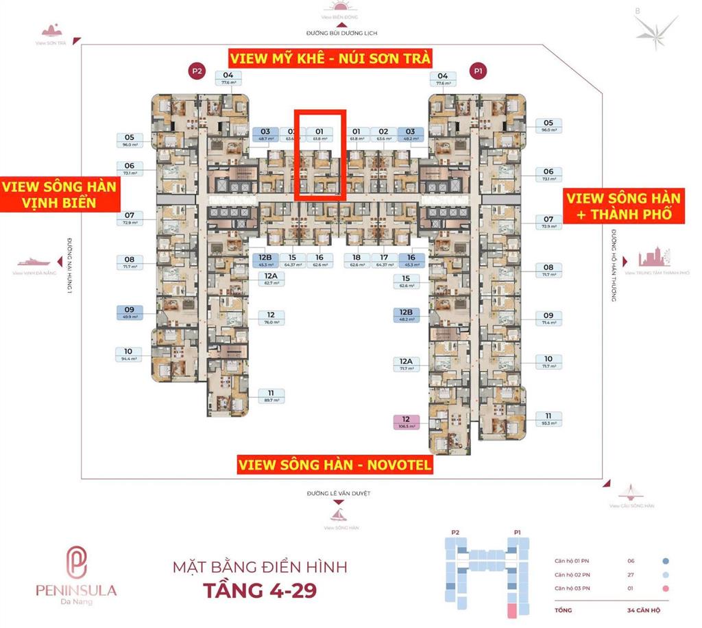 Chính chủ tầng 19  62m2 peninsula đà nẵng, giá chỉ 4,1 tỷ, giá tốt