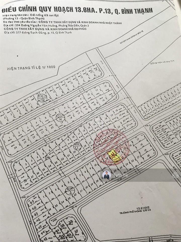 Bán lô đất biệt thự hẻm 235 đặng thuỳ trâm, p13 bt 10x20m ( 200m2) xây hầm 4 tầng  khu vip