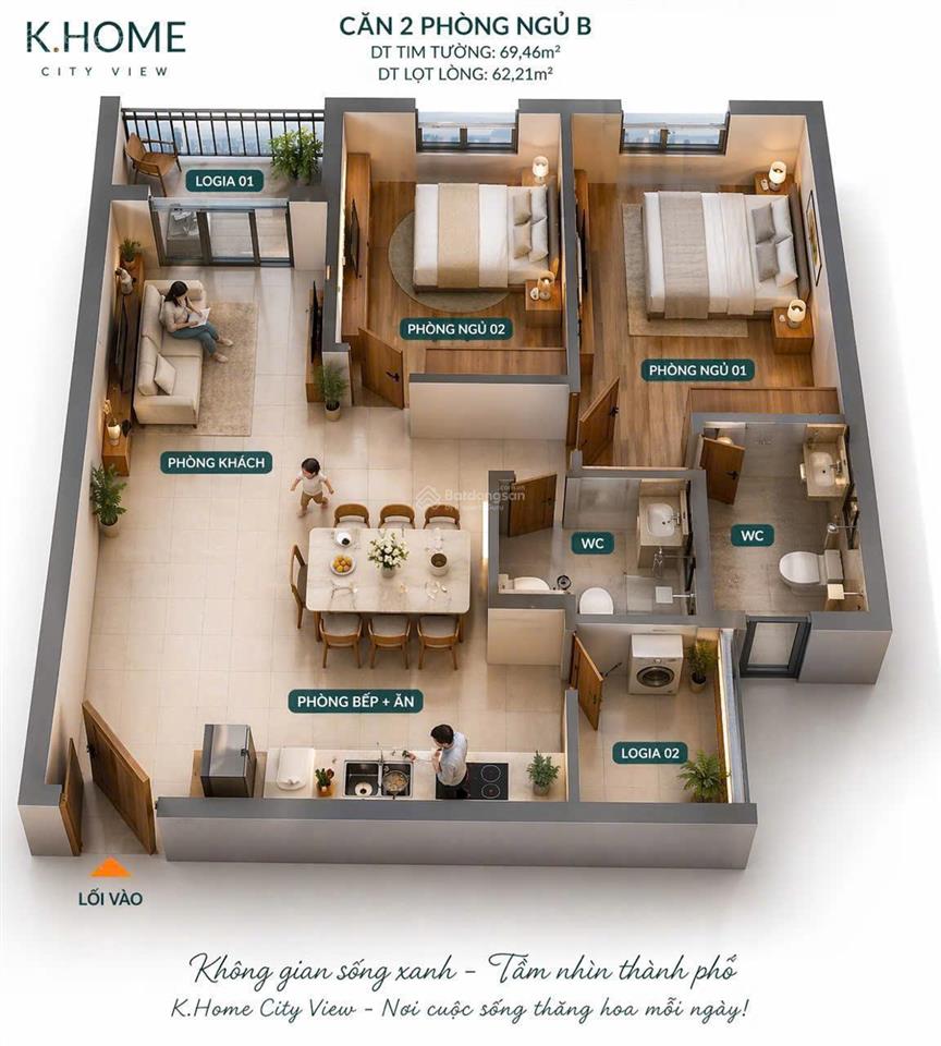Chung cư nhà ở xã hội khome diện tích 70m2 tại đường điểu xiển, phường hố nai, biên hòa, đồng nai