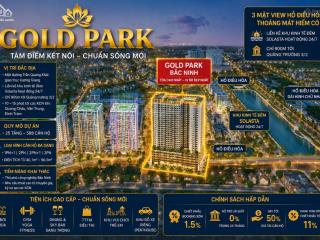 Cắt lỗ căn 2pn gold park bắc ninh view 3 hồ điều hòa cực thoáng, nhỉnh 2 tỷ, thương lượng