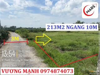 Bán đất 213m, ngang 10m, châu thành, long an