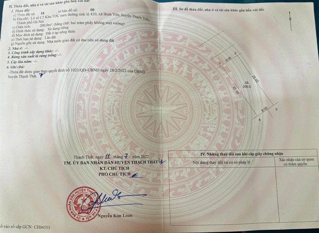 Chính chủ cần tiền bán lô đất 200m tái định cư bình yên rẻ nhất hòa lạc