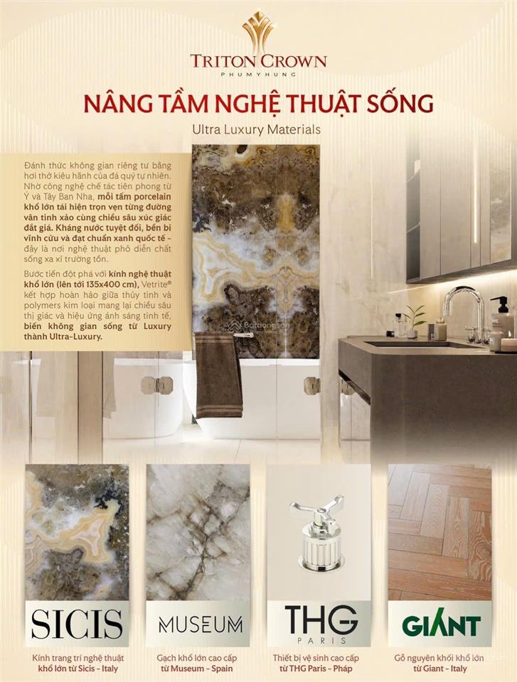 Bán căn hộ triton crown ngay lõi hồ bán nguyệt với thiết kế và vật liệu đến từ các đơn vị quốc tế