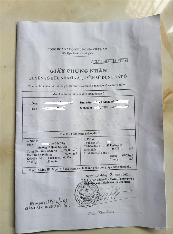 Bán khuôn đất lớn 6x30m đường lê đức thọ, p16, gò vấp. giá 10 tỷ 5 thương lượng.  0902 958 ***