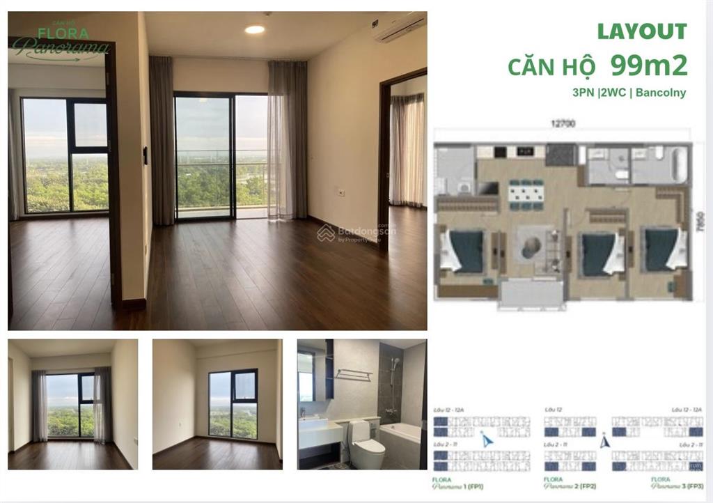 Bán căn flora panorama 3pn 2wc ban công | giá chỉ 6 tỷ 050 full thuế phí