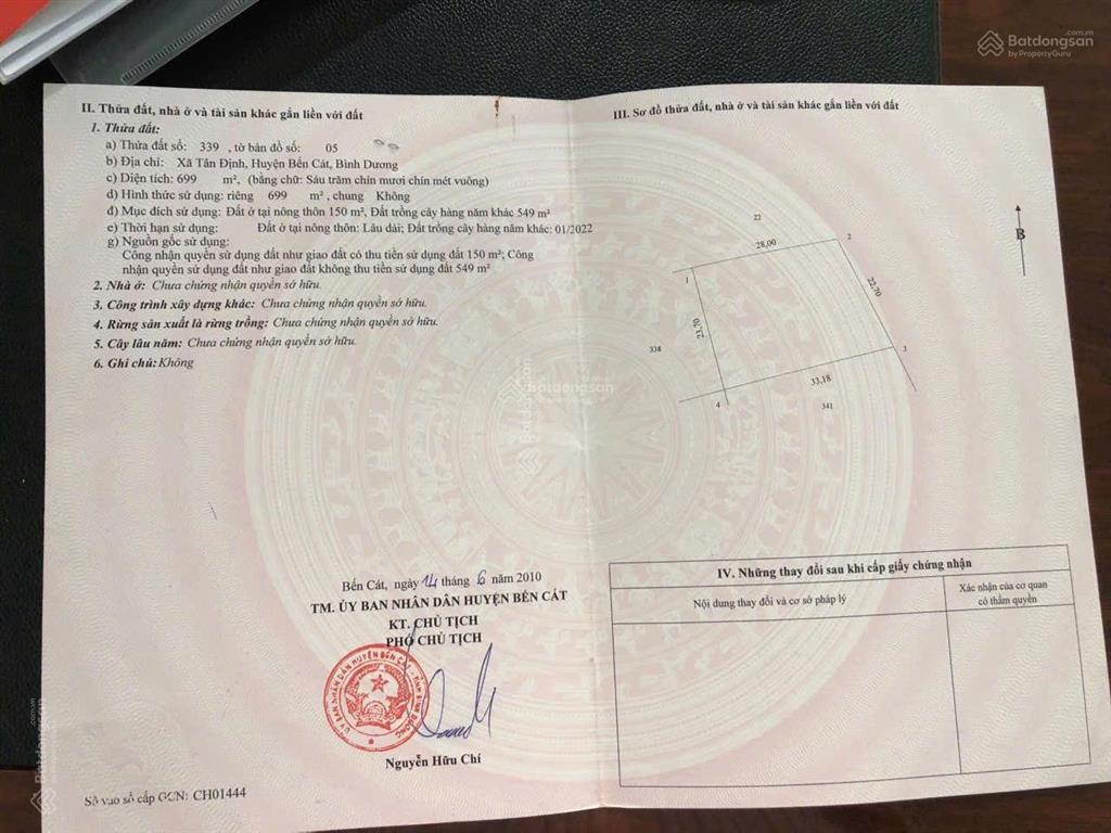 Bán gấp đất 3500m2 thổ cư 150m2, sẵn 2 căn nhà yến, tại tân định, bến cát, 11 tỷ có bớt