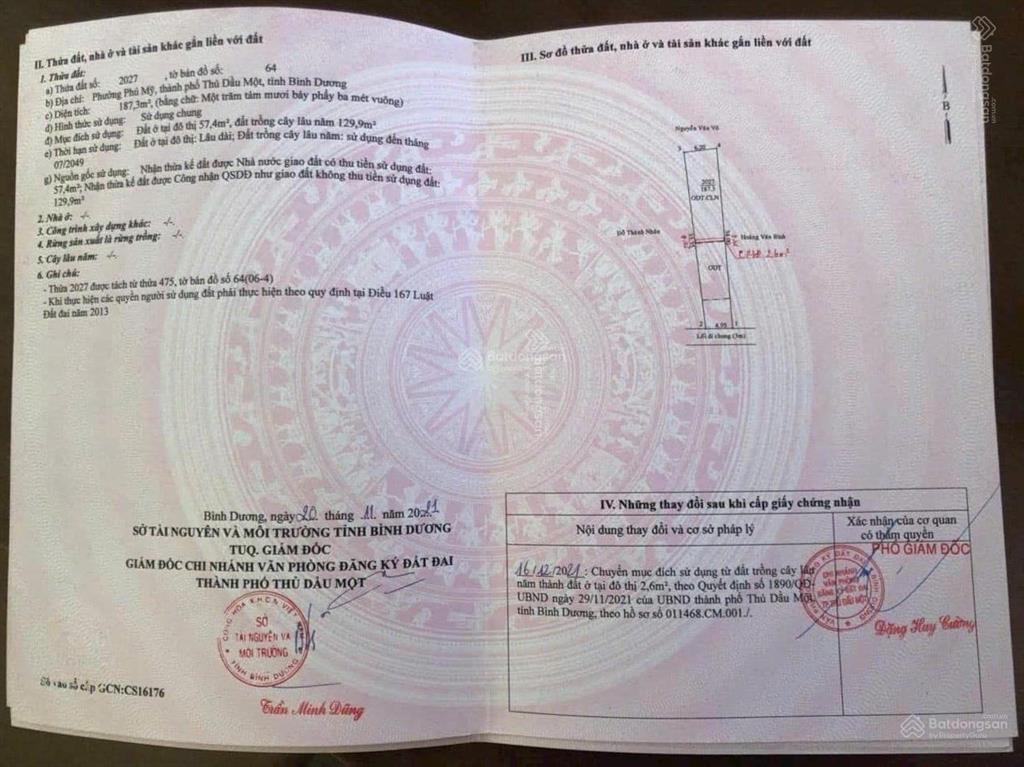 Bán đất đơn giá rẻ nhất tại phú mỹ, thủ dầu một, bình dương, giá chỉ với 1,98 tỷ, 187 m2 (6mx34m)