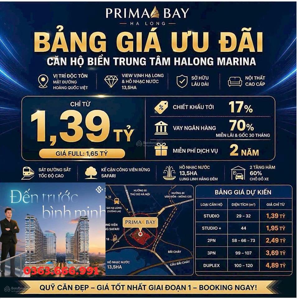 [prima bay mặt biển  chỉ 1,3 tỷ  sổ lâu  miễn phí quản lý 2 năm]