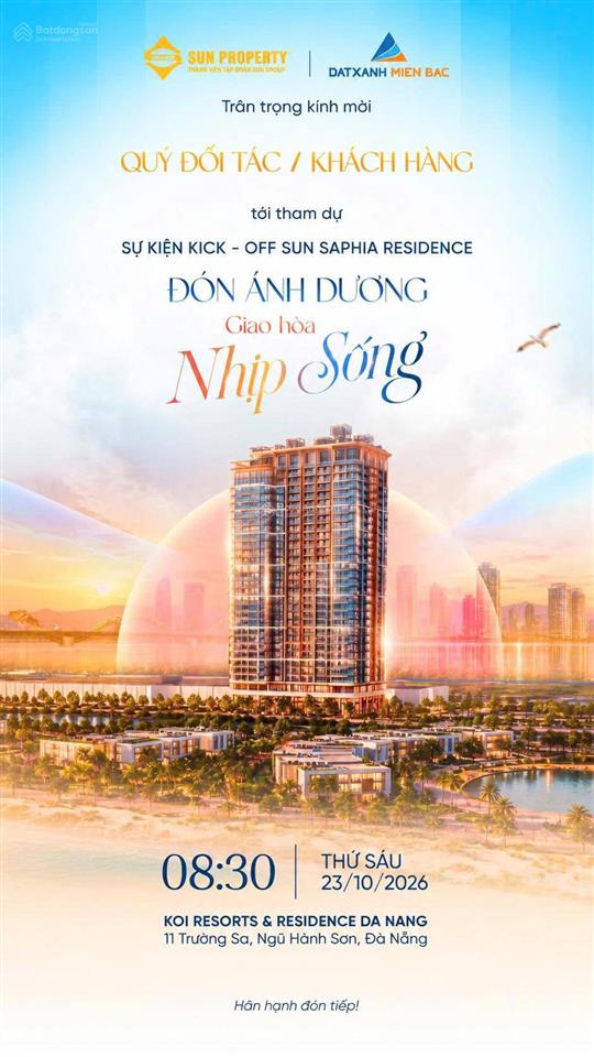 Chính thức nhận booking sun saphia residence đà nẵng  căn hộ mặt biển đầu tiên của sun group