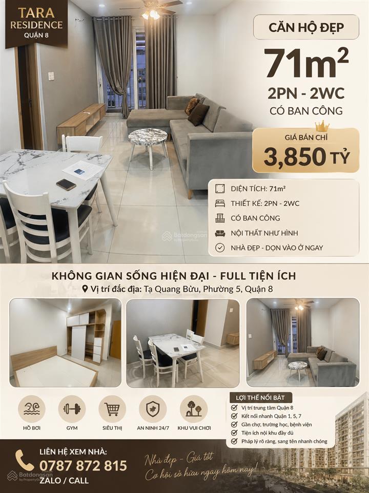 Có sổ hồng cầm tay 71m² 2pn 2wc 3t850