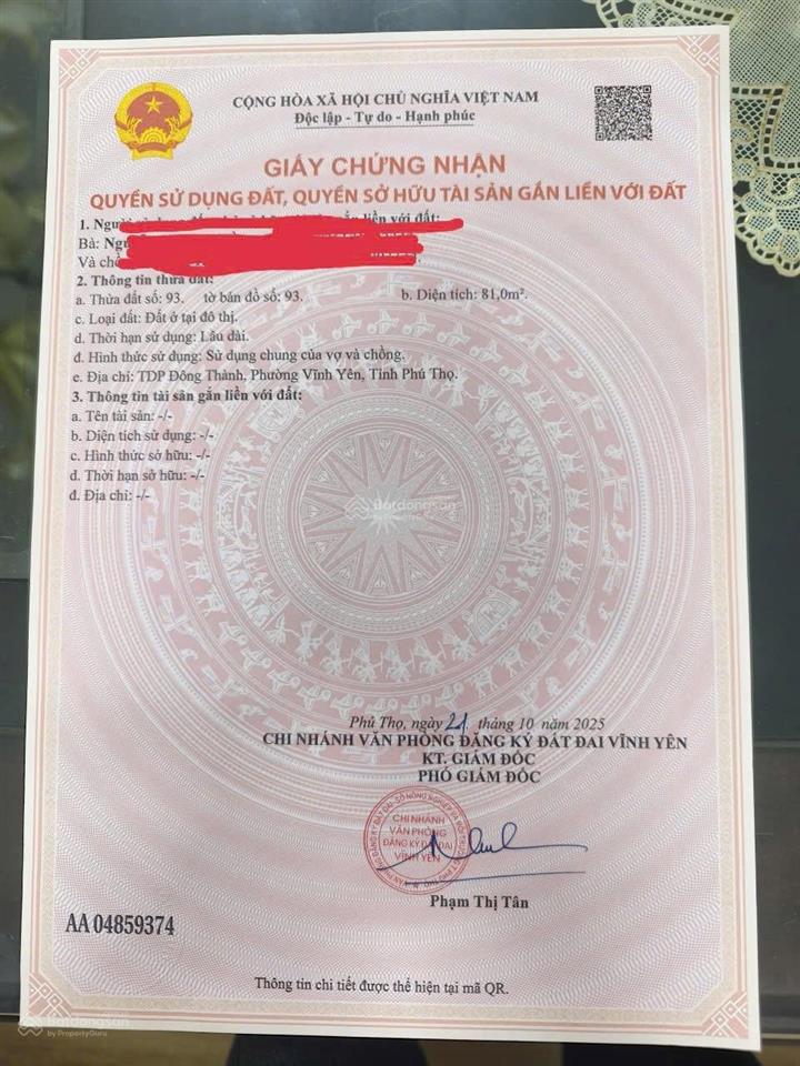 Chỉ 2,350 tỷ tl sở hữu ngay lô đất quy hoạch gần kdc tỉnh uỷ  vĩnh yên  vĩnh phúc