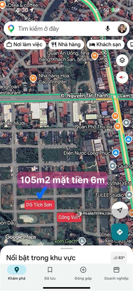 Chốt nhanh lô đấu giá tích sơn hàng đẹp cuối dãy d trung tâm tp vĩnh yên vĩnh phúc