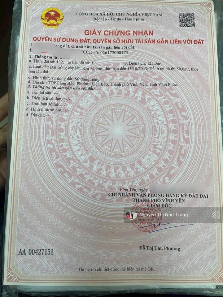 Cơ hội hiếm có để sở hữu căn nhà tâm huyết tại làng bầu, liên bảo, vĩnh yên, vĩnh phúc diện tíc