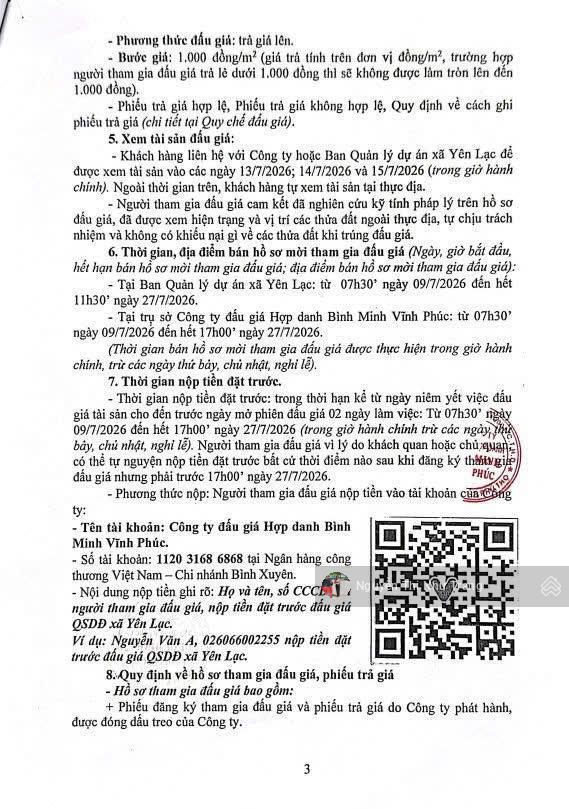 Cơ hội đầu tư f0  đấu giá chi chỉ, đồng cương, yên lạc, vĩnh phúc quy mô lô đất tiềm năng. điể