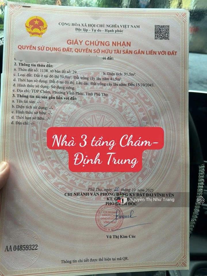 Chỉ còn 3tỷ4** nhà đẹp 3 tầng tại tdp chám định trung, vĩnh yên, vĩnh phúc
