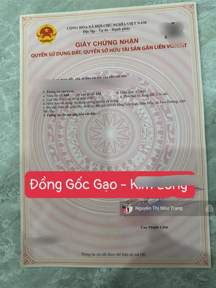 Bán lô đất siêu đẹp đồng gốc gạo, kim long (tam dương  phú thọ)
 diện tích 82,4m2, mặt tiền 5,3.
