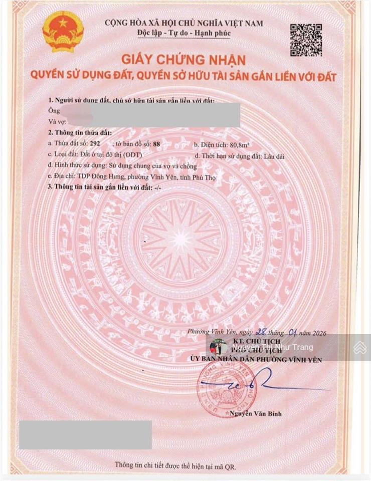 Đất phân lô đông hưng, đồng tâm, vĩnh yên, vĩnh phúc sát cổng viện 109 diện tích 80,8m2