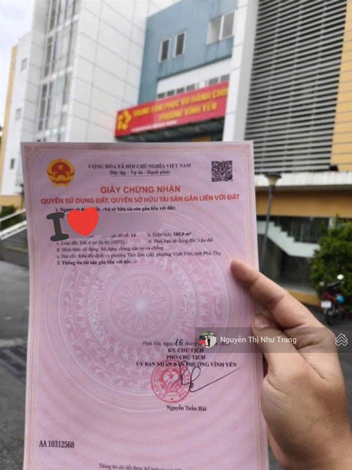 Hàng chính chủ cắt sâu, không lỗi nhỏ! đất đấu giá tích sơn tp vĩnh yên vĩnh phúc 105