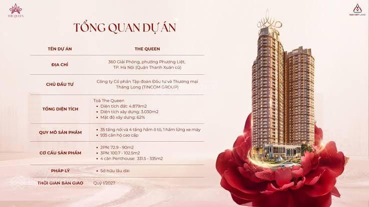 Bán nhanh căn 76m2 2pn 2vs the queen 360 giải phóng giá 7,3 tỷ