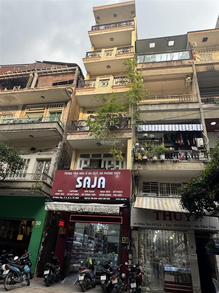 Bán nhà mt khu bán vàng nhiêu tâm, q5. dt 4x19.2m, 5 lầu. gía bán 52 tỷ