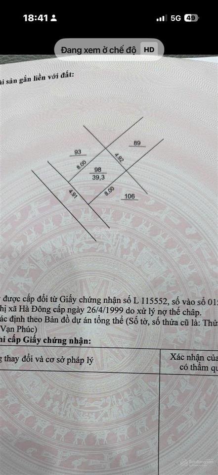 9tỷ hơn, ô tô 7 chỗ chạy thông, phân lô vạn phúc 40m2 sát vách chung cư goldsilk vạn phúc, hà đông.