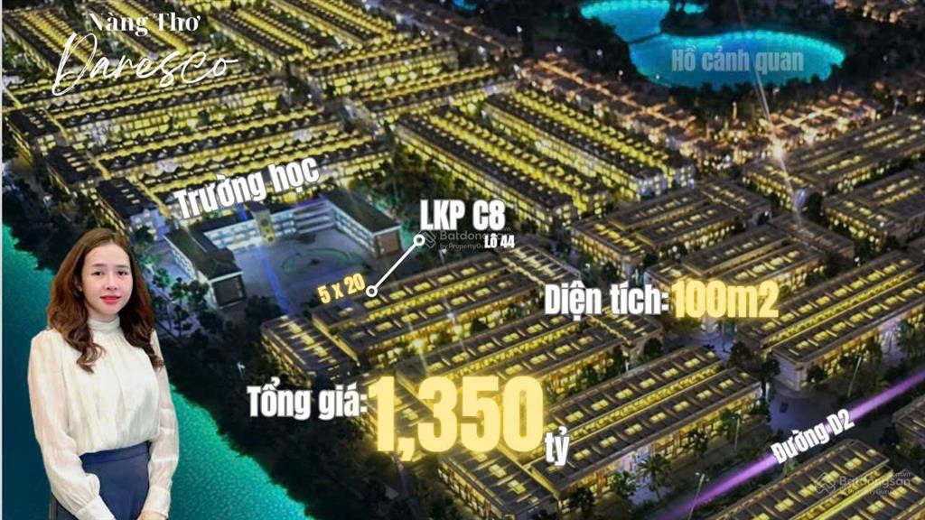 Suất nội bộ trực tiếp cđt  lô biệt thự 100m² daresco đức hòa giá chỉ 1,350 tỷ
