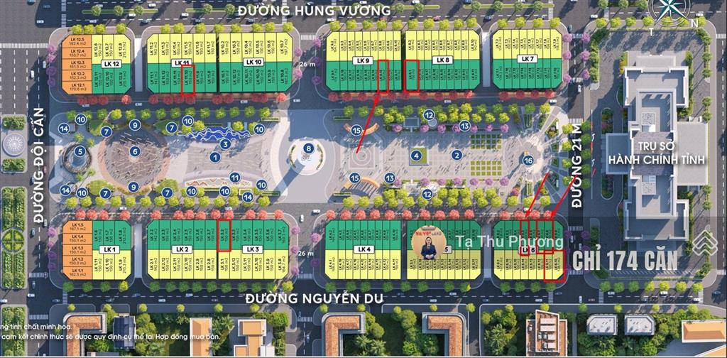 Shophouse mặt trong phố đi bộ central square thái nguyên 100m2  vị trí ngay cổng vào