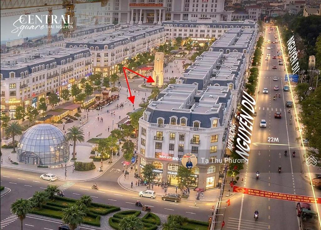 Shophouse mặt trong phố đi bộ central square thái nguyên 100m2  vị trí ngay cổng vào