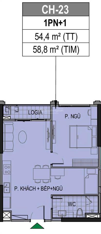Bán căn hộ 1pn+1 dt 54,4m2 toà pr6 thiết kế thành 2pn1vs tầng cao, view thoáng giá 3,360 tỷ bp