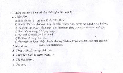 Bán nhà mặt đường xuân áng, trường sơn, an lão