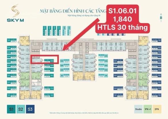 Cc bán gấp studio sky m hướng đn giá cực tốt mua từ đợt 1 mở bán giá 1,850 tỷ