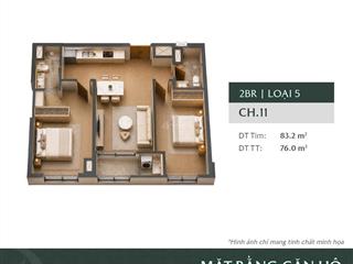 Bán ch 2 phòng ngủ masterise nguyễn trãi, hướng đn, view nội khu dt 75m², tầng đẹp, giá chỉ 9.7 tỷ