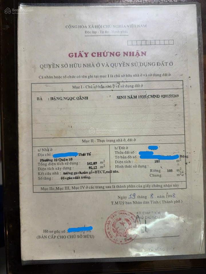 24/7 hot bán nhà hxh 6m 384/10bis lý thái tổ, p. 10, q.10 (5mx20m, nở hậu 5.3m) giá 17 tỷ