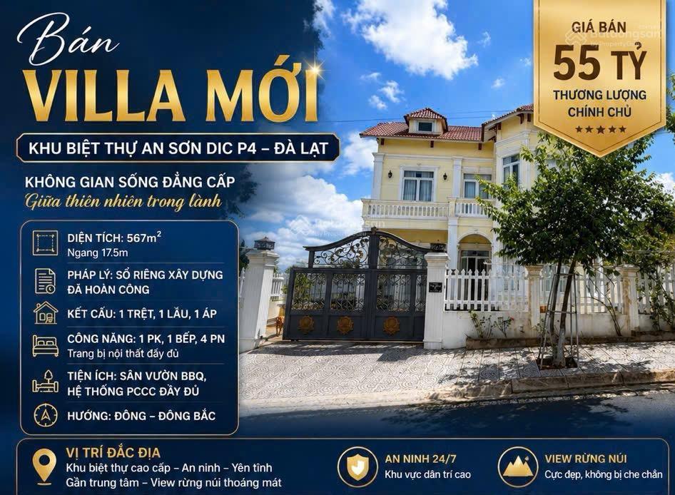 Bán villa cao cấp 567m khu biệt thự an sơn dic p4 đà lạt
