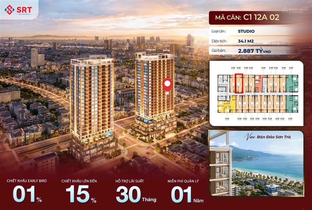 Chỉ 102tr/m2 sở hữu căn hộ biển mỹ khê, view biển, chùa linh ứng. giá 3,5 tỷ.  em nam 0932 509 ***