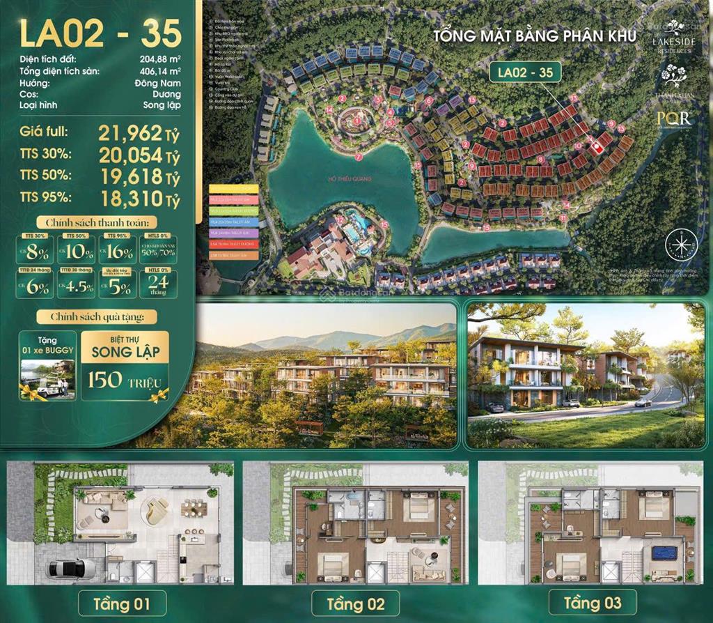 Bán song lập 205m lakeside residences thanh xuân valley  vị trí cao, một bước chân trăm tiện ích