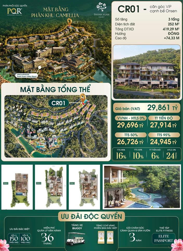 Bán căn góc vip camellia residences  1 bước xuống hồ khoáng nóng onsen thư giãn, 252/419m2 24,94tỷ